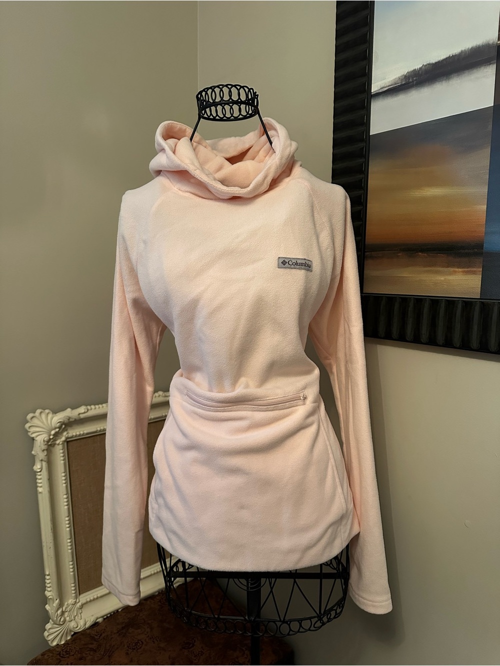 Light Pink Columbia Fleece Pullover Hoodie - Picture 3 of 7